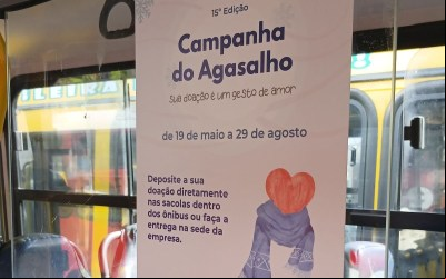 Começa a campanha do agasalho nos ônibus de Teresópolis, RJ.